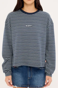 17 Degrees Stripe L/S Oversize Tee Blue Stripe