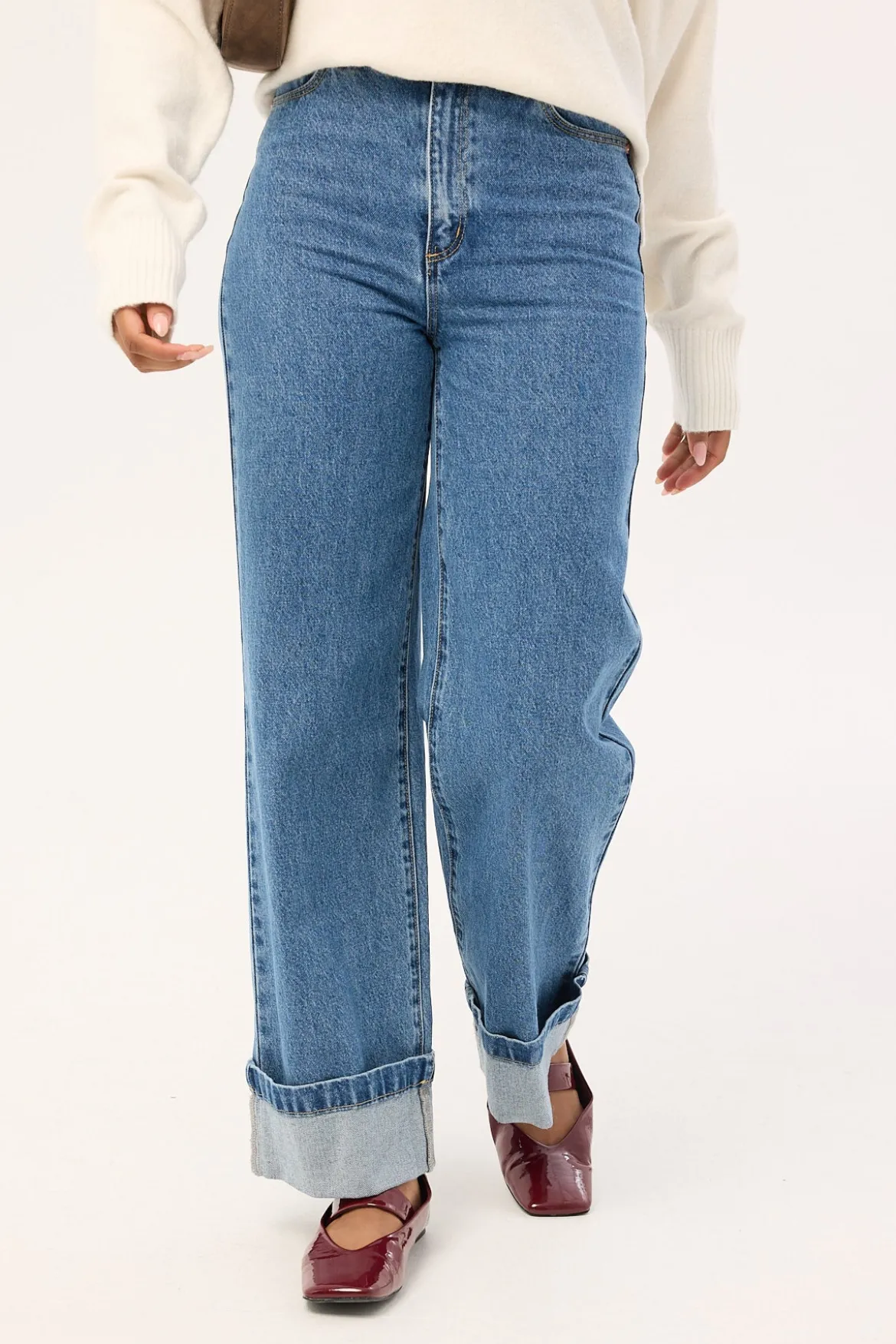 94 High And Wide Cuffed Jean Eva Organic Blue
