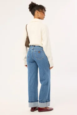 94 High And Wide Cuffed Jean Eva Organic Blue