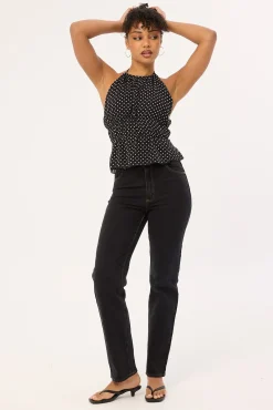 94 High Waisted Straight Jean Cara Organic Black