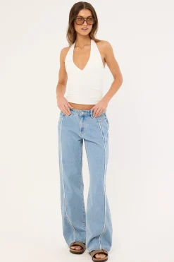 99 Low Baggy Piping Jean Paris Blue