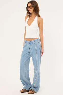 99 Low Baggy Piping Jean Paris Blue