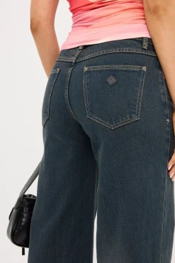 99 Low Wide Jean Rihanna Organic Dark Blue
