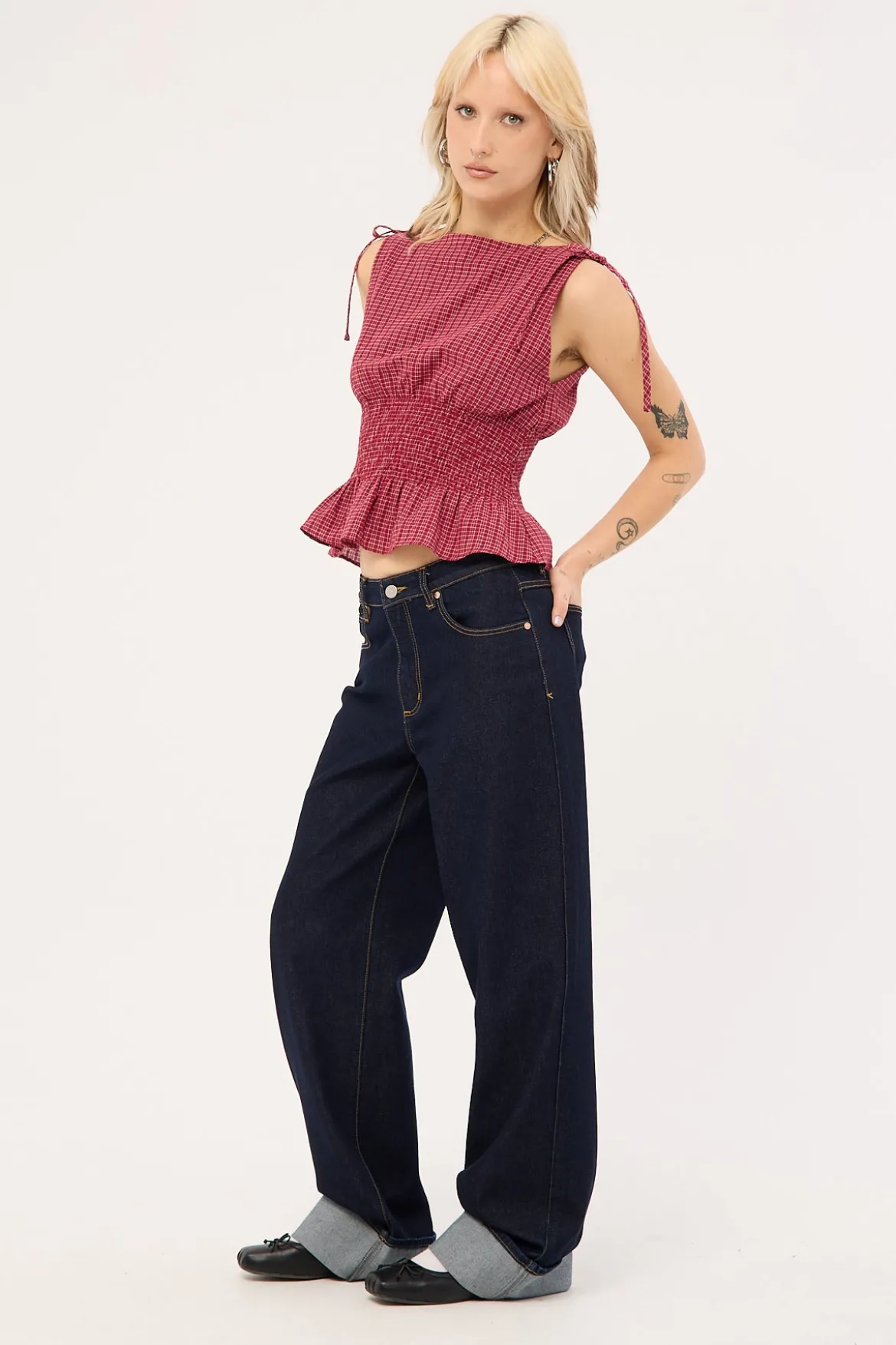 95 Mid Baggy Jean Richie Turn Up Dark Blue Denim