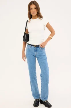 95 Mid Straight Denim Jean Debbie Blue