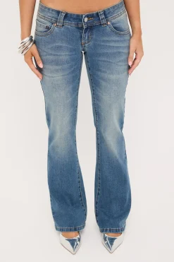 00 Super Low Skinny Kick Flare Jean Petra Blue