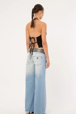 00 Wide Low Rise Jean Kaia Worn Blue