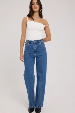 A 94 High Waisted Wide Jean Chantell Organic Blue