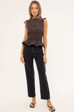 A Venice High Waisted Straight Jean Charo Black