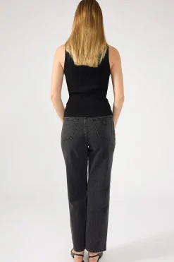 A Venice High Waisted Straight Jean Charo Black