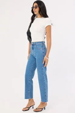 A Venice Straight High Rise Jean Denise Blue