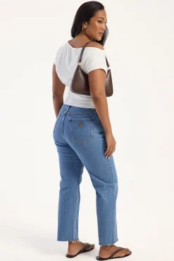 A Venice Straight High Rise Jean Denise Blue