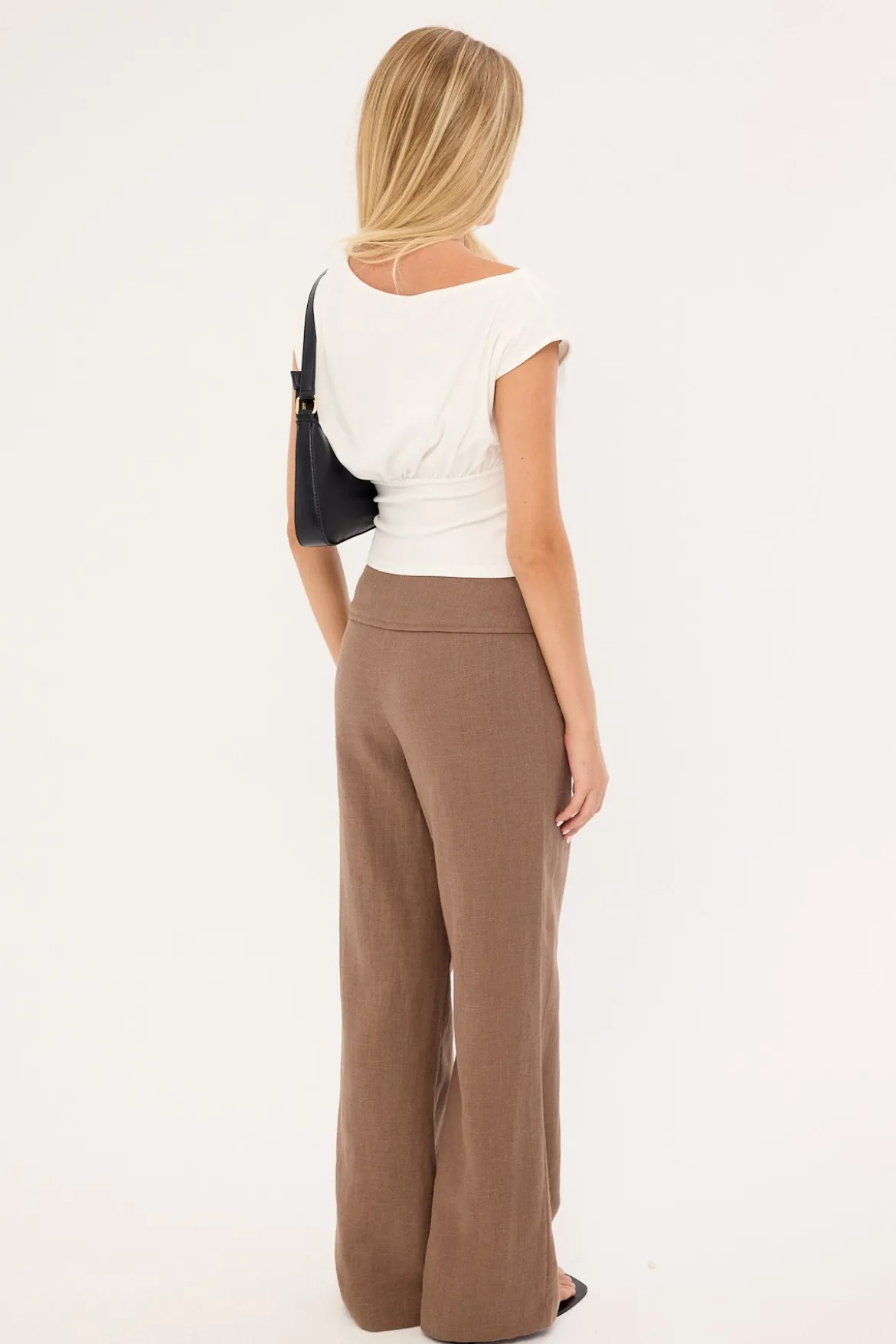 Abby Linen Mid Rise Pants Taupe