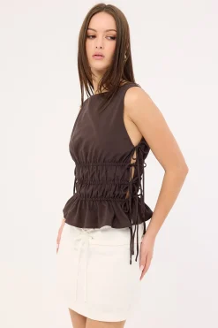 Abby Linen Mid Rise Skort White