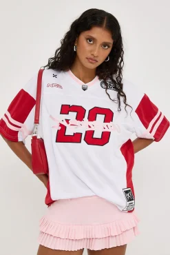 Absolution V Neck Jersey Tee White/Red