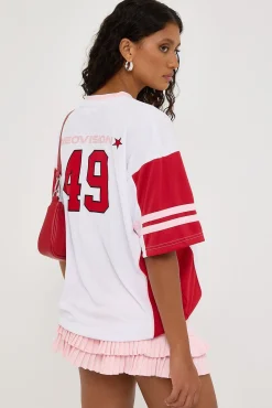 Absolution V Neck Jersey Tee White/Red