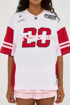Absolution V Neck Jersey Tee White/Red