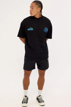 Academy Tee Black Aqua