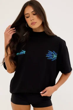 Academy Tee Black Aqua