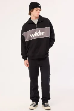 Accent Panel 1/4 Zip Sweat Black/Grey