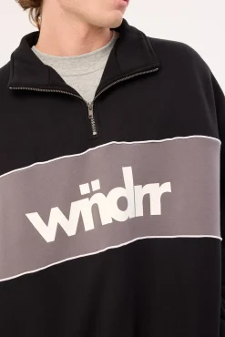 Accent Panel 1/4 Zip Sweat Black/Grey