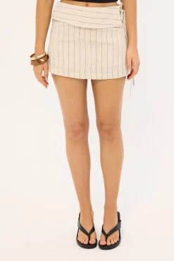 Adore Linen Skort Oat Stripe