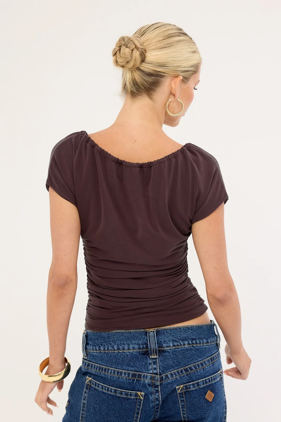 Adoria Keyhole Jersey Top Plum