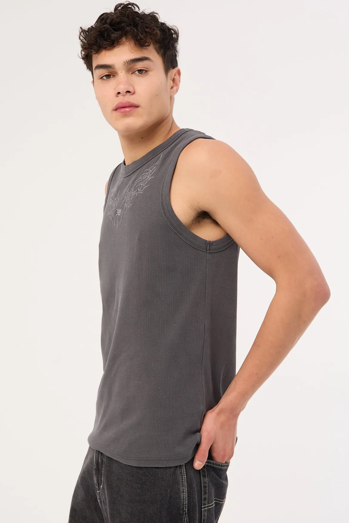 Aethera Bound Singlet Tank Washed Black