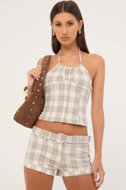Afterglow Mini Short Smoke Plaid