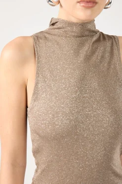 Agnes Beam Lurex Knit Mini Dress Sand
