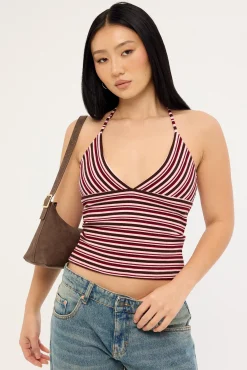 Aida Stripe Halter Top Multi Stripe