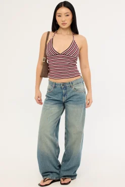 Aida Stripe Halter Top Multi Stripe