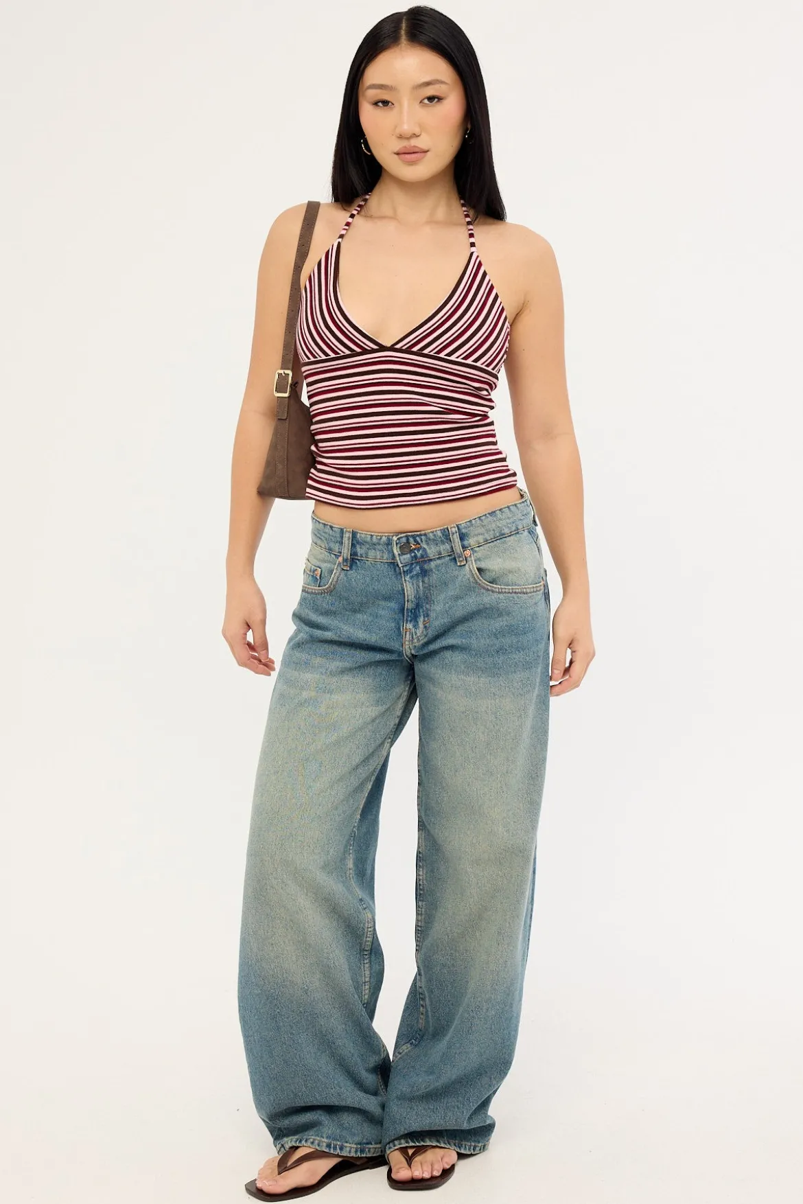 Aida Stripe Halter Top Multi Stripe