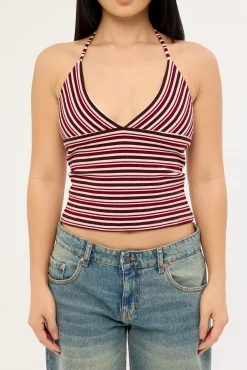 Aida Stripe Halter Top Multi Stripe