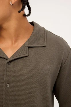Alaric Boxy Cropped Resort Shirt Asphalt