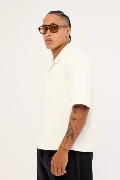 Alaric Boxy Cropped Resort Shirt White