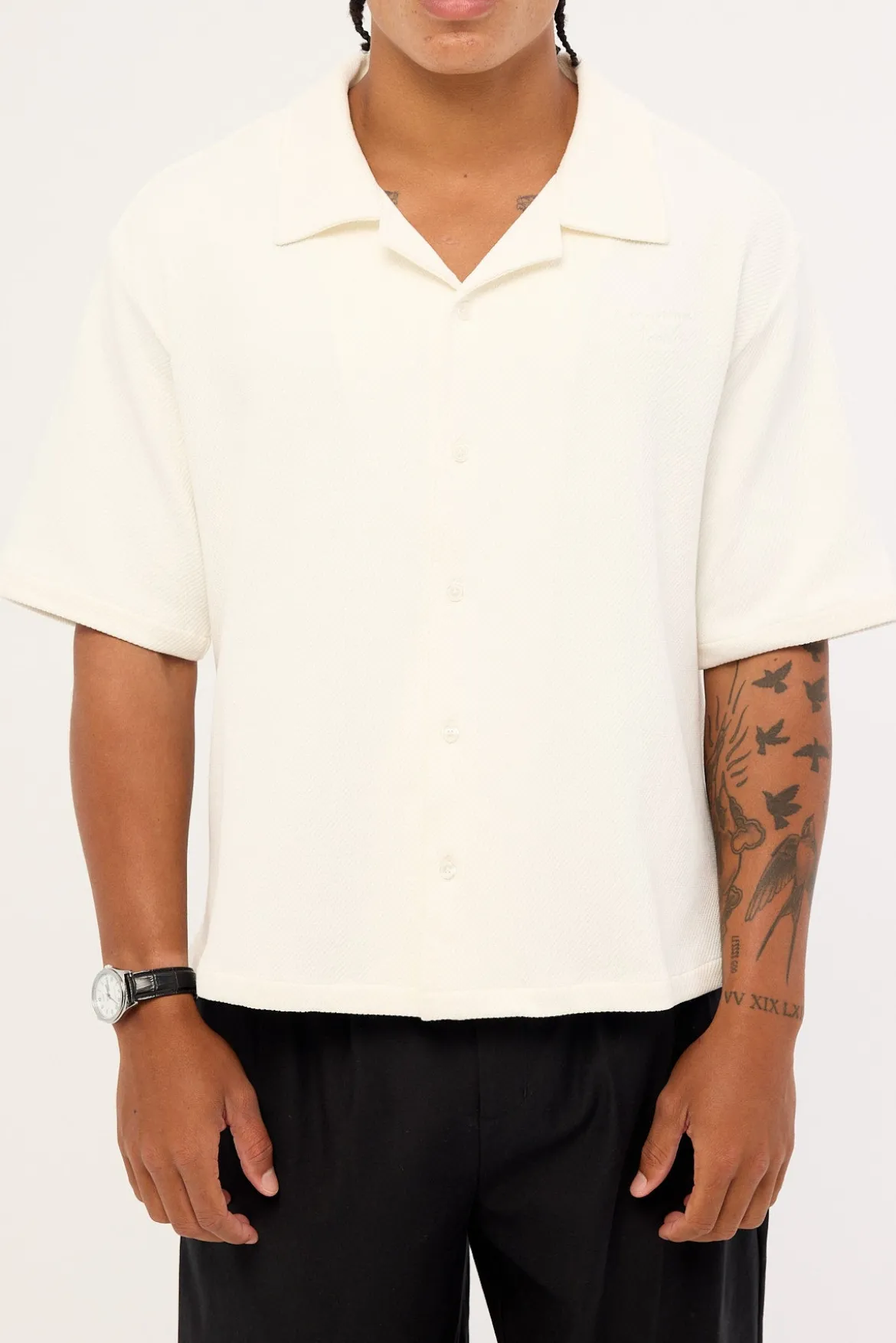 Alaric Boxy Cropped Resort Shirt White