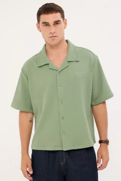 Alaric Boxy Cropped Resort Shirt Sage