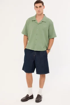 Alaric Boxy Cropped Resort Shirt Sage