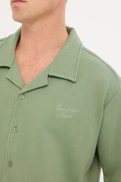 Alaric Boxy Cropped Resort Shirt Sage