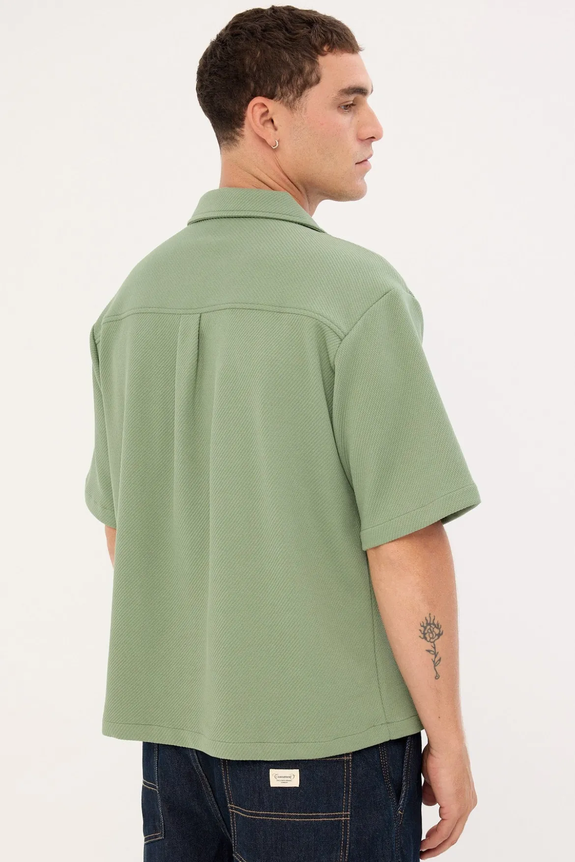Alaric Boxy Cropped Resort Shirt Sage