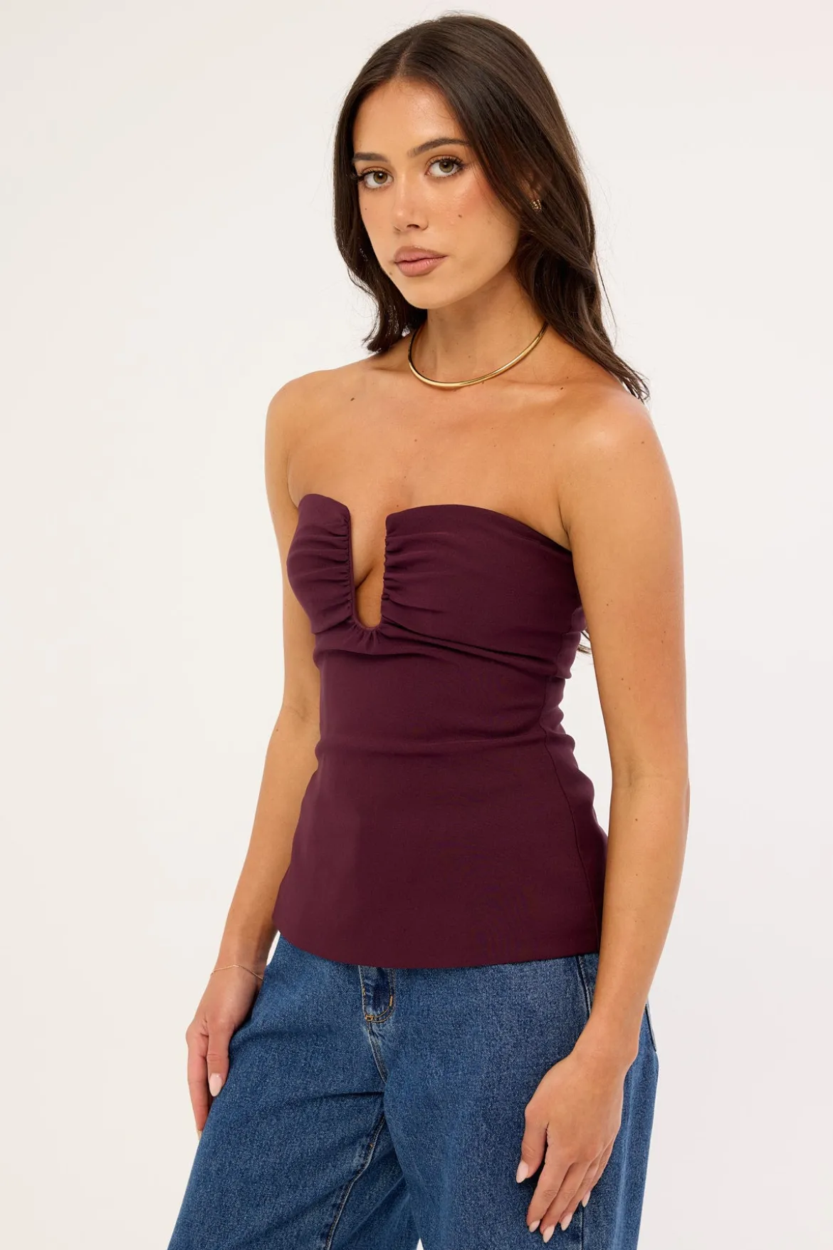 Alba Strapless Top Plum