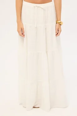 Alessia Tiered Maxi Skirt White