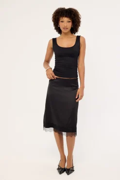Alexa Lace Midi Skirt Black