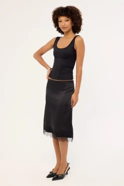 Alexa Lace Midi Skirt Black