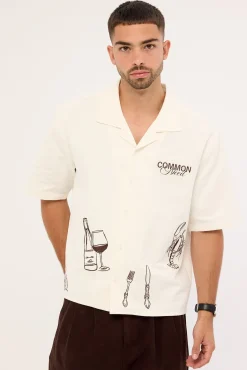 Alfresco Boxy Cropped Resort Shirt Off White