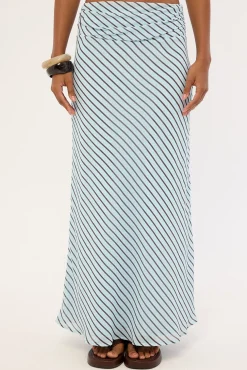 Aliyah Stripe Maxi Skirt Blue and Brown
