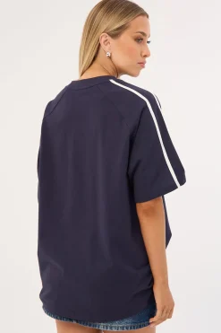 All Saint Collegiate OG Oversize Tee Navy Blue