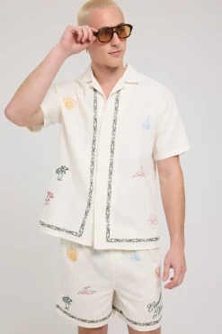 Amalfi Embroidered Short Ecru