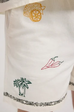 Amalfi Embroidered Short Ecru